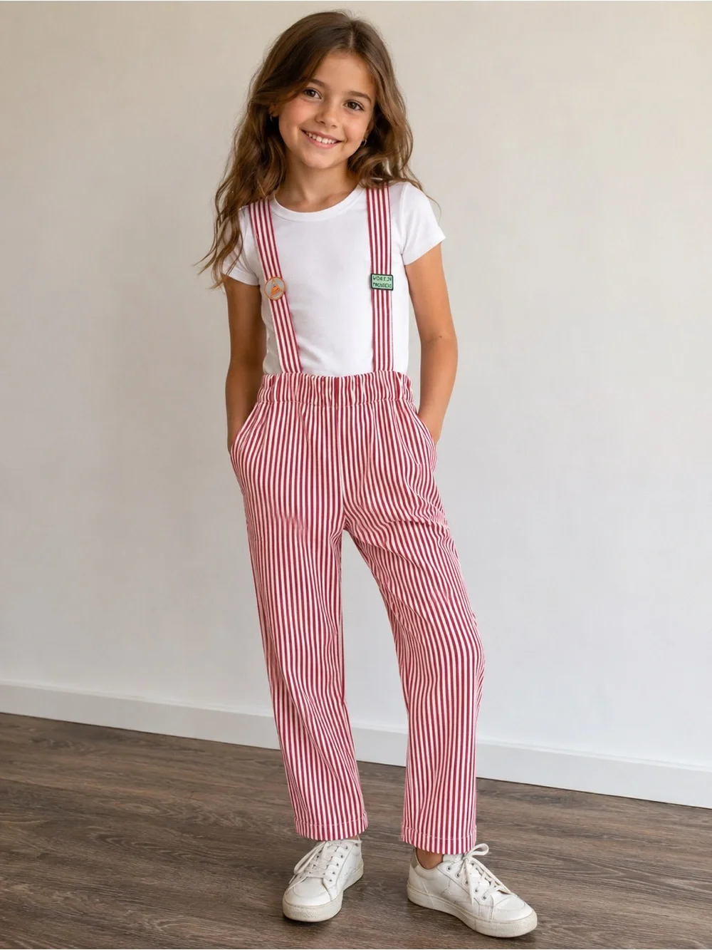 NWT The Sunday Collective Red and White Striped Overalls